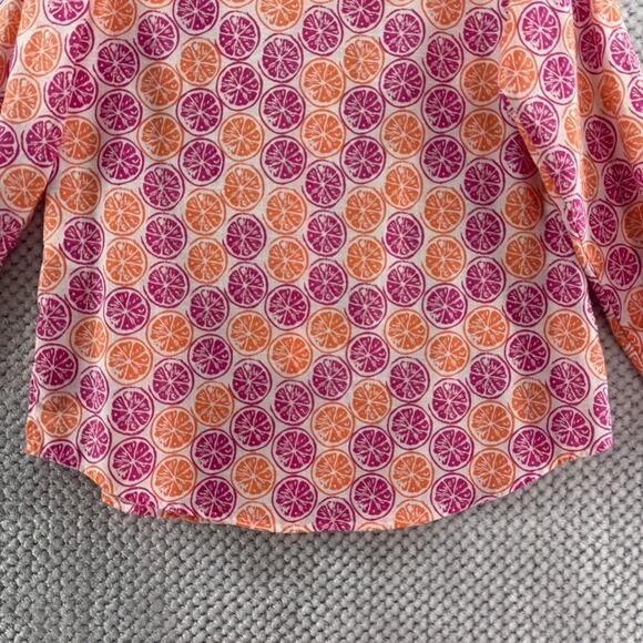 Foxcroft Top Womens 6 Relaxed Orange Button Up Shirt Long Sleeve Wrinkle Free - Picture 9 of 13